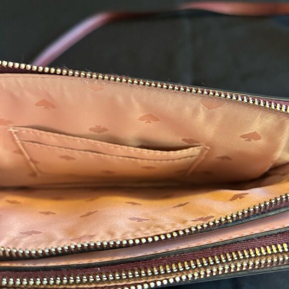 Kate Spade PinkFront & Burgundy back Leather Puppy Crossbody Bag So Cute New Tag - Picture 6 of 10